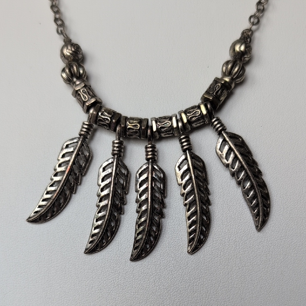18"-32" Boho Silver Artisan Crafted Feather and Silver Artisan Crafted Spacers N